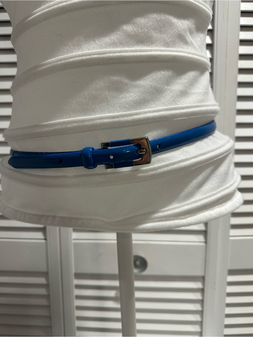 Blue Patent Skinny Women's Belt - Classic Accent